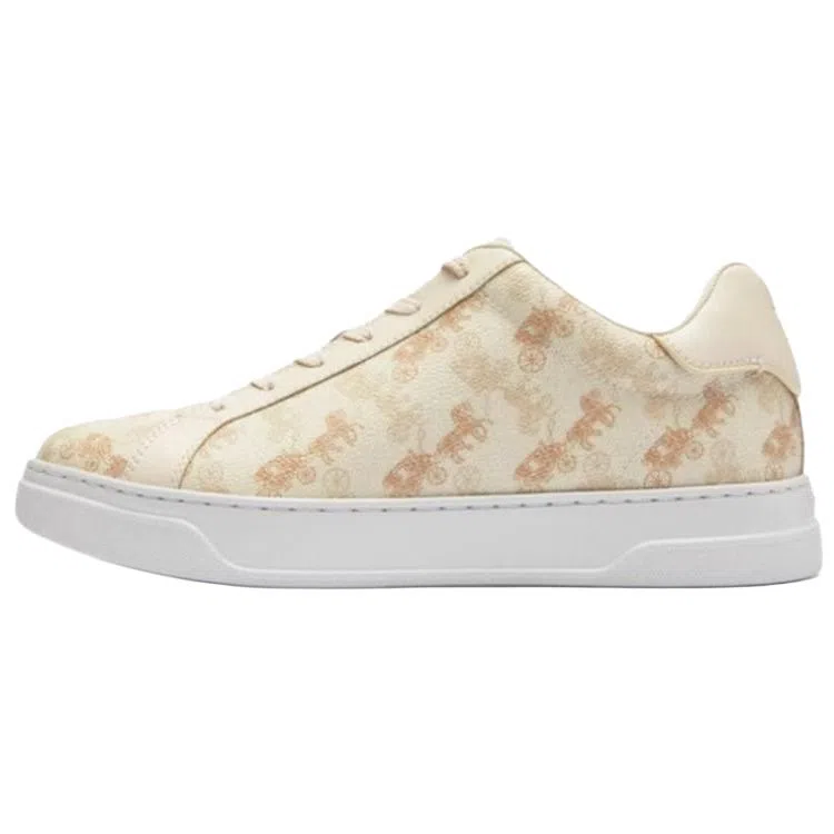 COACH Highline Round Toe Lace-up Sneakers Beige