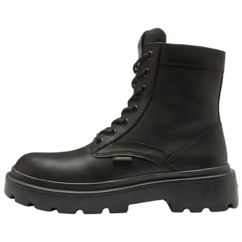 COACH Combat Leather Boots Black