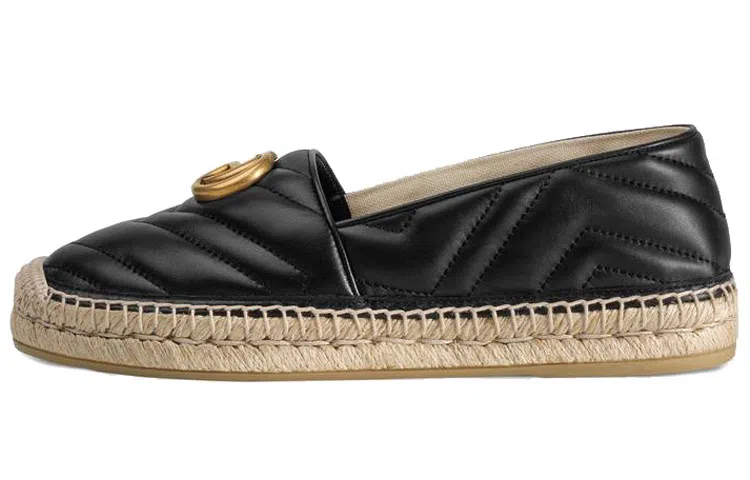 Gucci Logo Fisherman Flats Black