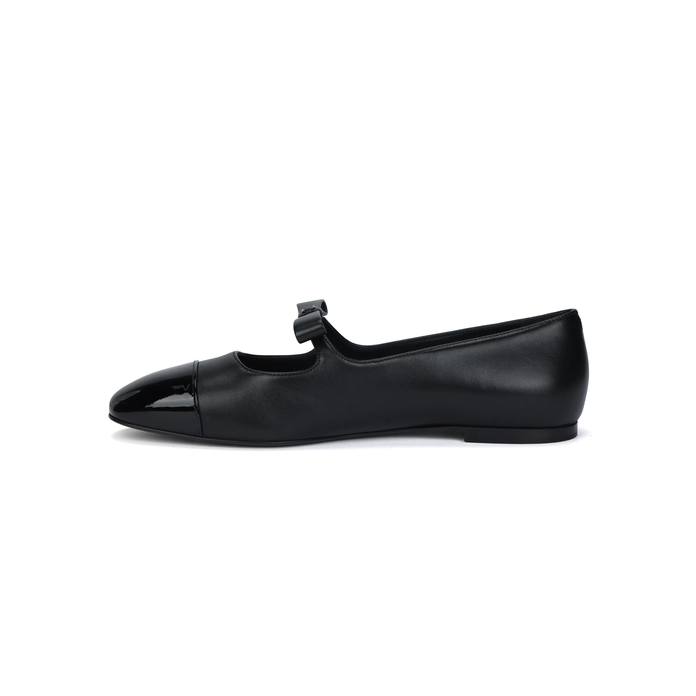 CHANEL 25B Mary Jane Flat Black Patent Lambskin