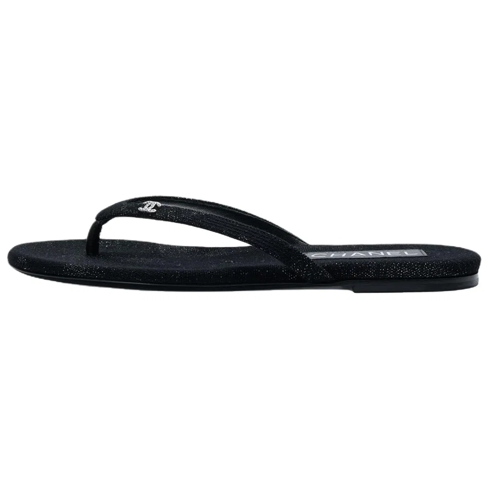 CHANEL 24S Flat Toe Sandals Black
