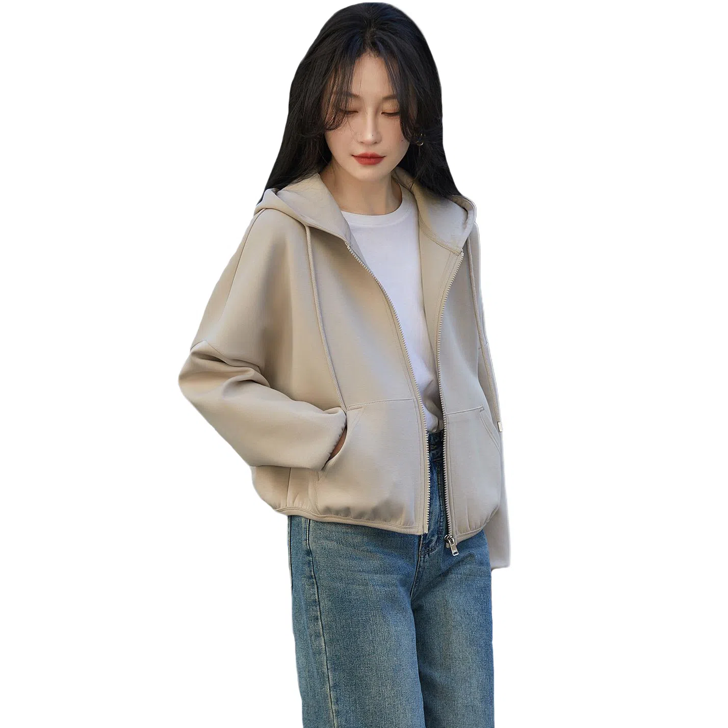 【dme】 休闲连帽廓形短款拉链开衫卫衣 女款