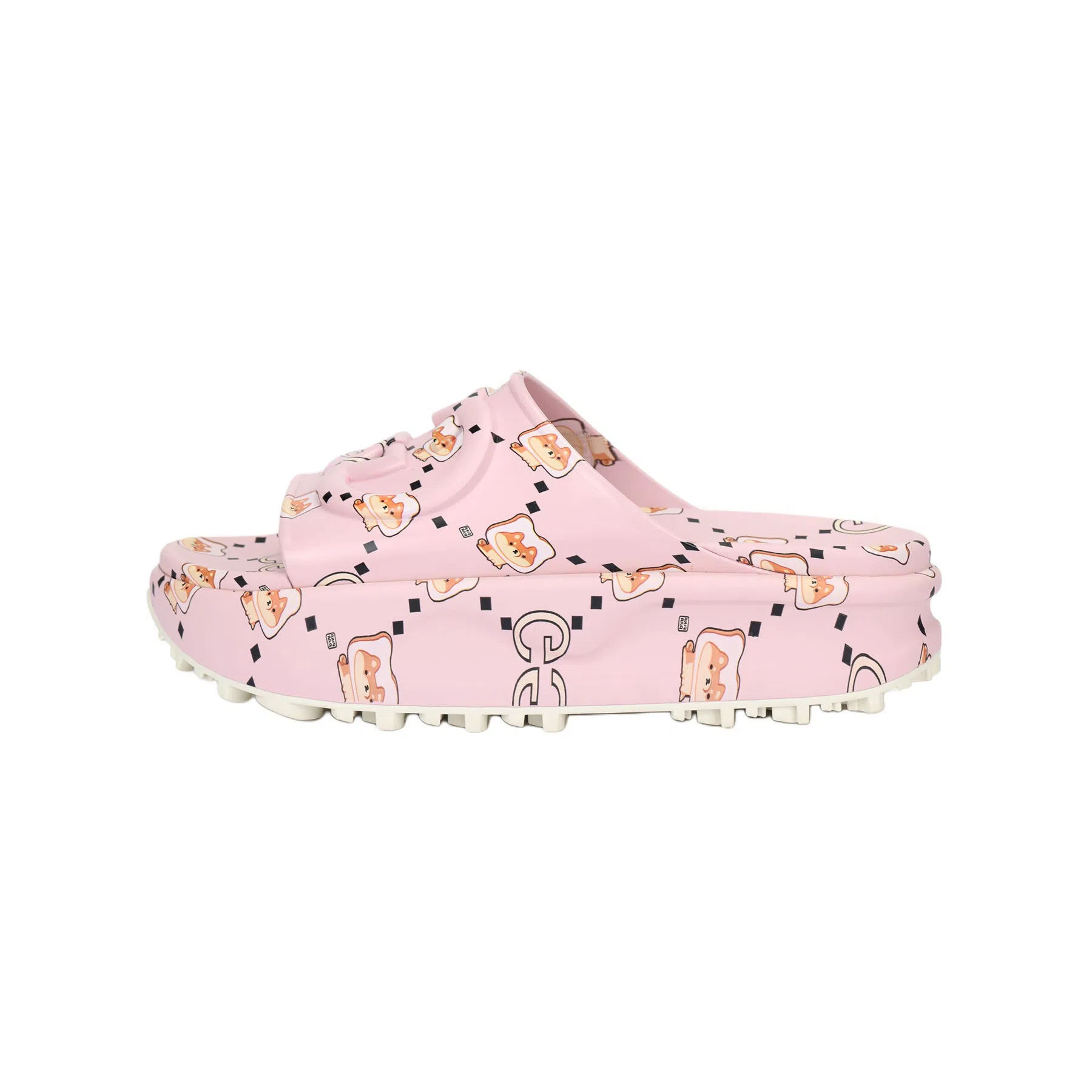 Gucci Rubber Animal Print Slides Pink