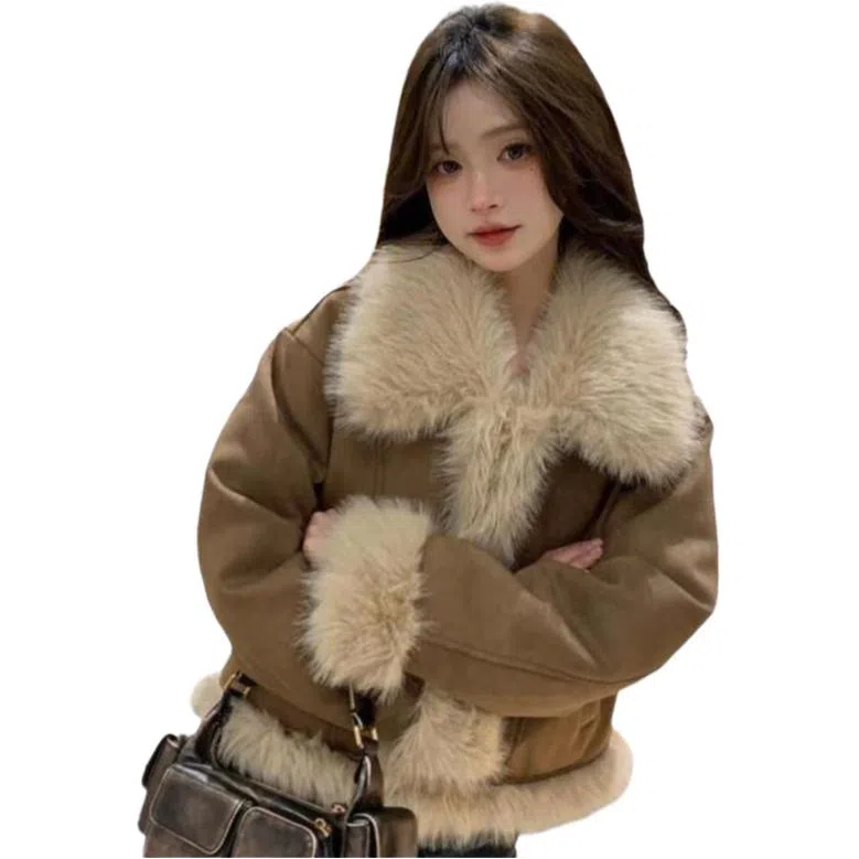 邓大喵 宽松翻领长袖皮草 女款