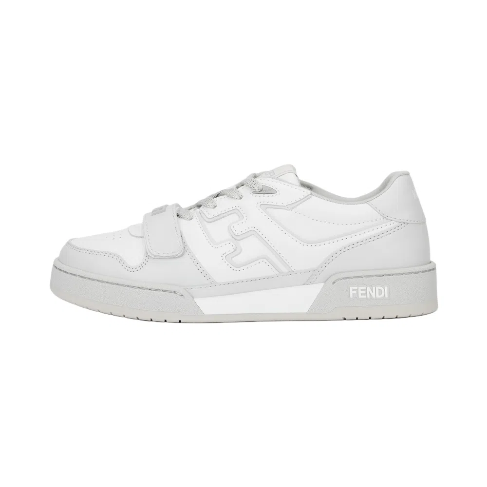 Fendi Leather Round Toe Low Sneakers White