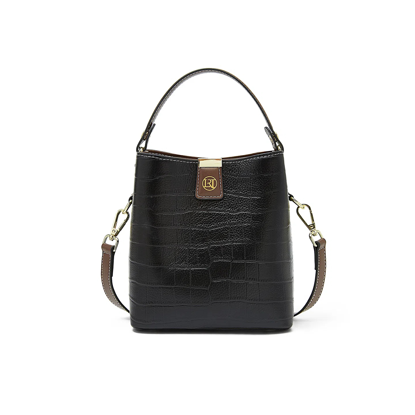 老人头 时尚通勤百搭高级感 牛皮 单肩手提包 常规 女款 黑色