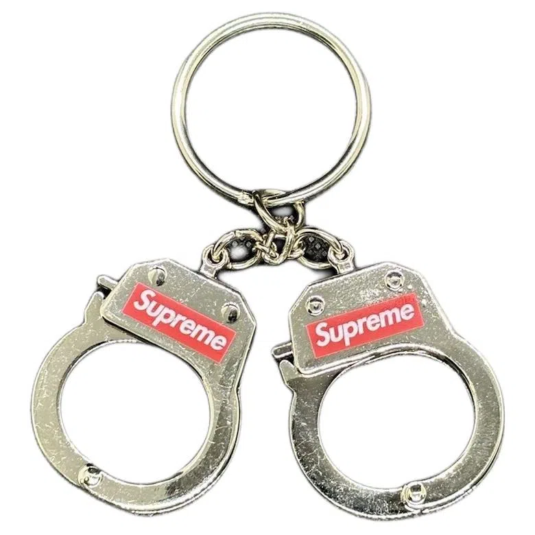 Supreme Logo Keychain Silver