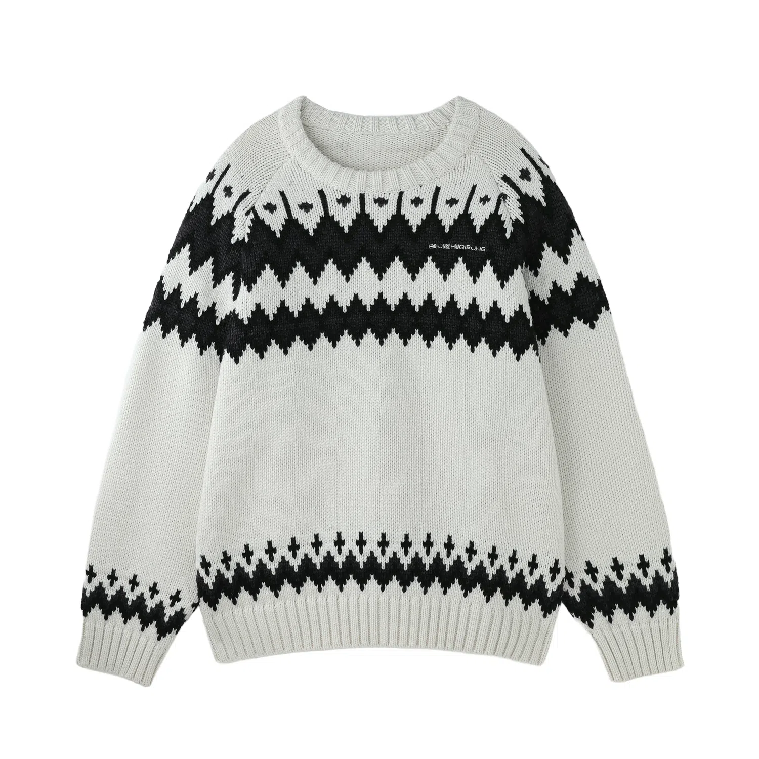 BJHG Reckless Loose Yarn Fair Isle Raglan Sleeve Sweater
