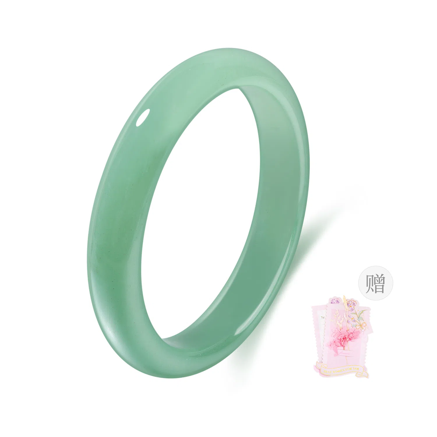 【纯净能量I赠转运手机贴】 老凤祥 东陵美玉 青杉黛绿国风经典江南 润透青提情湖水正圈镯 百搭高级感轻奢精致风天然 东陵玉 手镯 女款