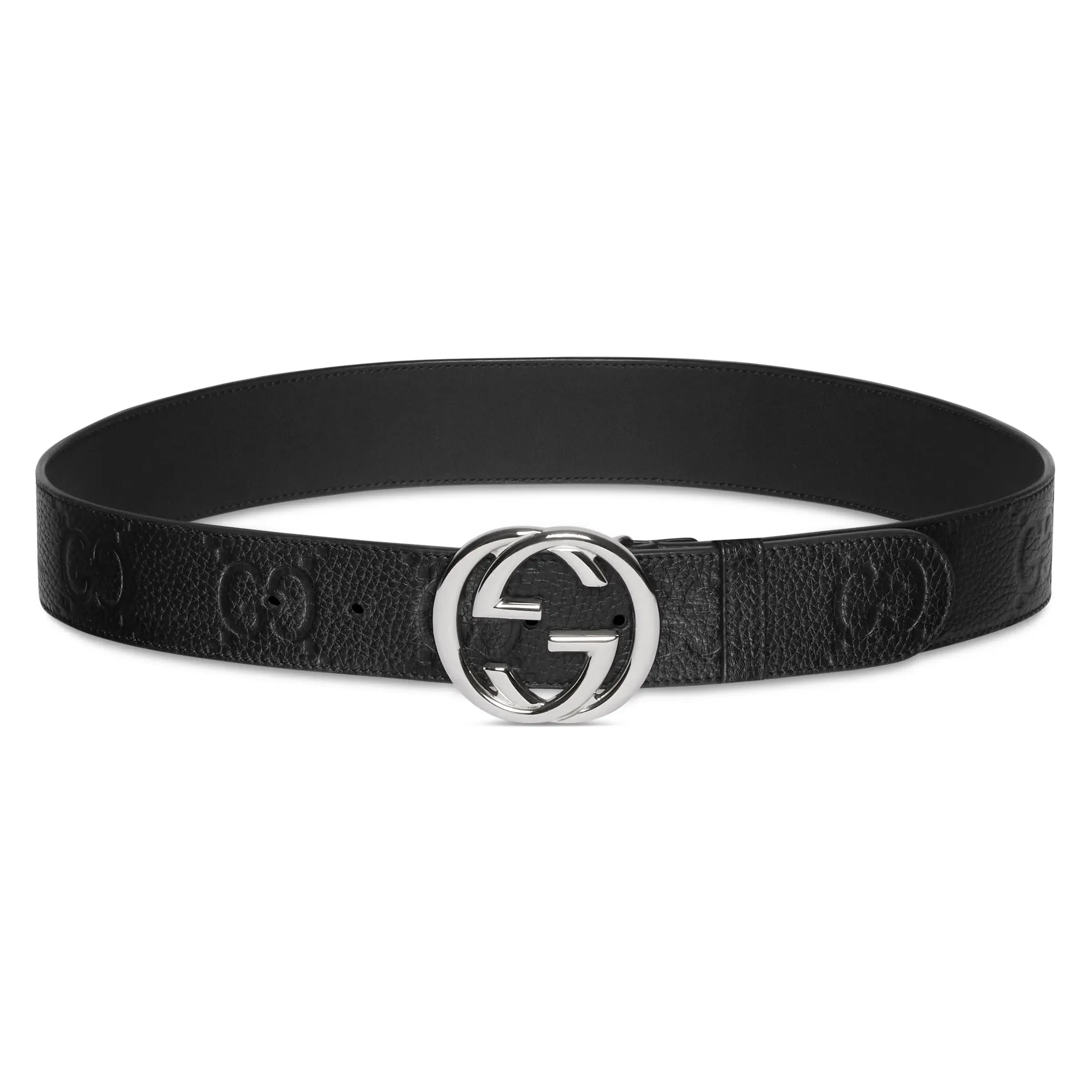 GUCCI Logo Print Belt Black 4CM