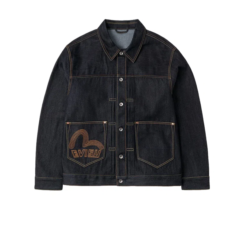EVISU FW25 Logo Embroidered Denim Jacket