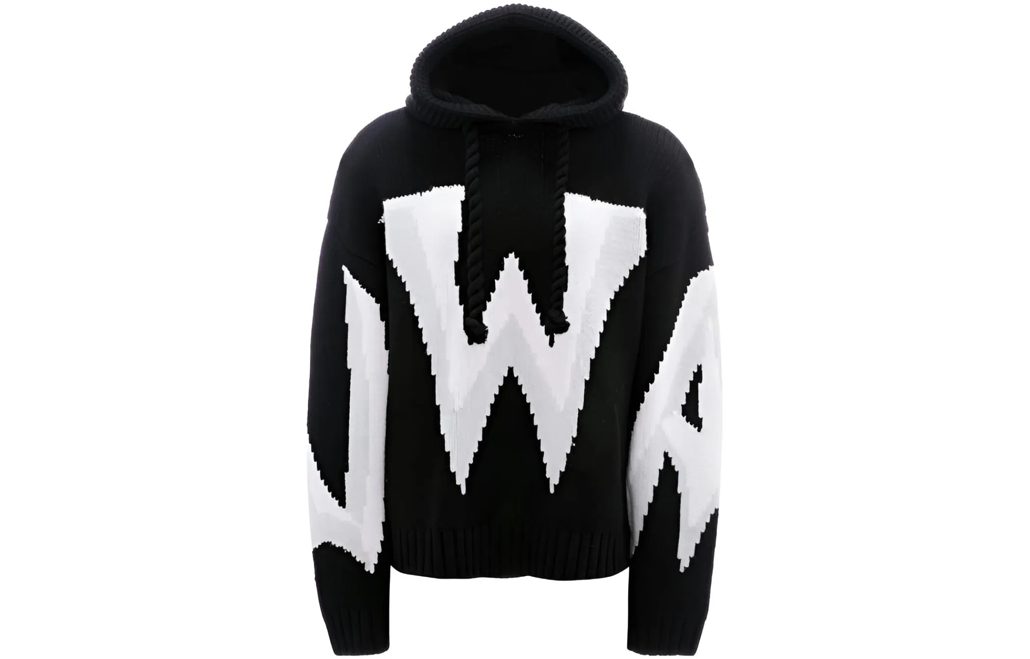 JW Anderson Large Logo Wool Hoodie Black