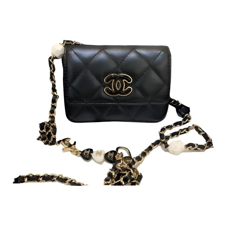CHANEL 23P Classic Logo Lambskin Mini Bag Black