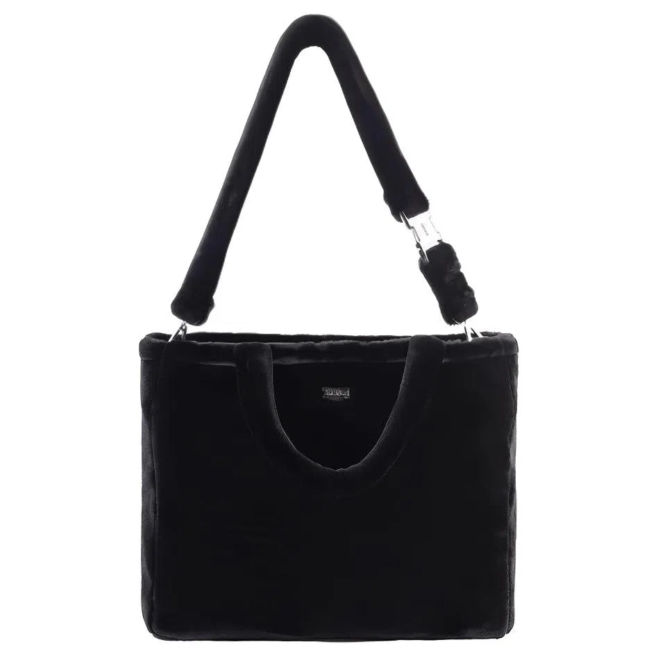 TEAM WANG Fur Logo Bag Black