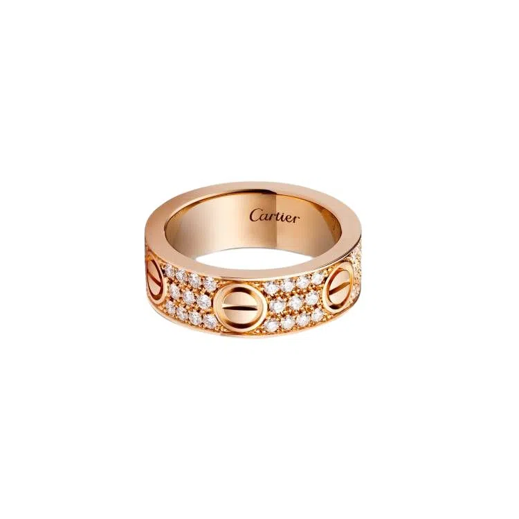 Cartier Love Ring 18K Rose Gold Full Diamond