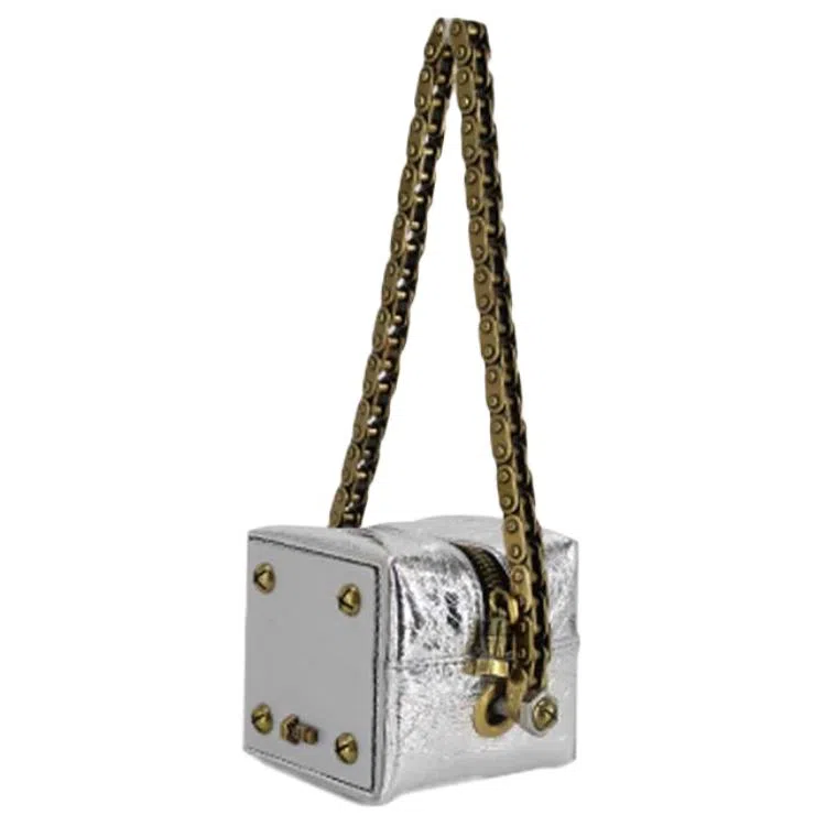 解不开的魔方皱银手提包