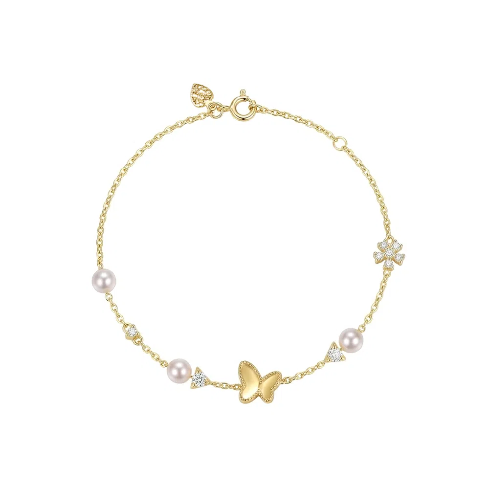 希遇 蝶栖心间 优雅可爱个性小众设计 日常通勤百搭 精致设计高级感竹节配饰 好运# 合金 手链 女款