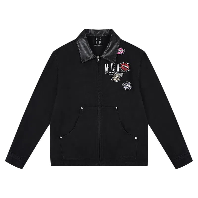MEDM FW25 Lip Print Beaded Logo Jacket