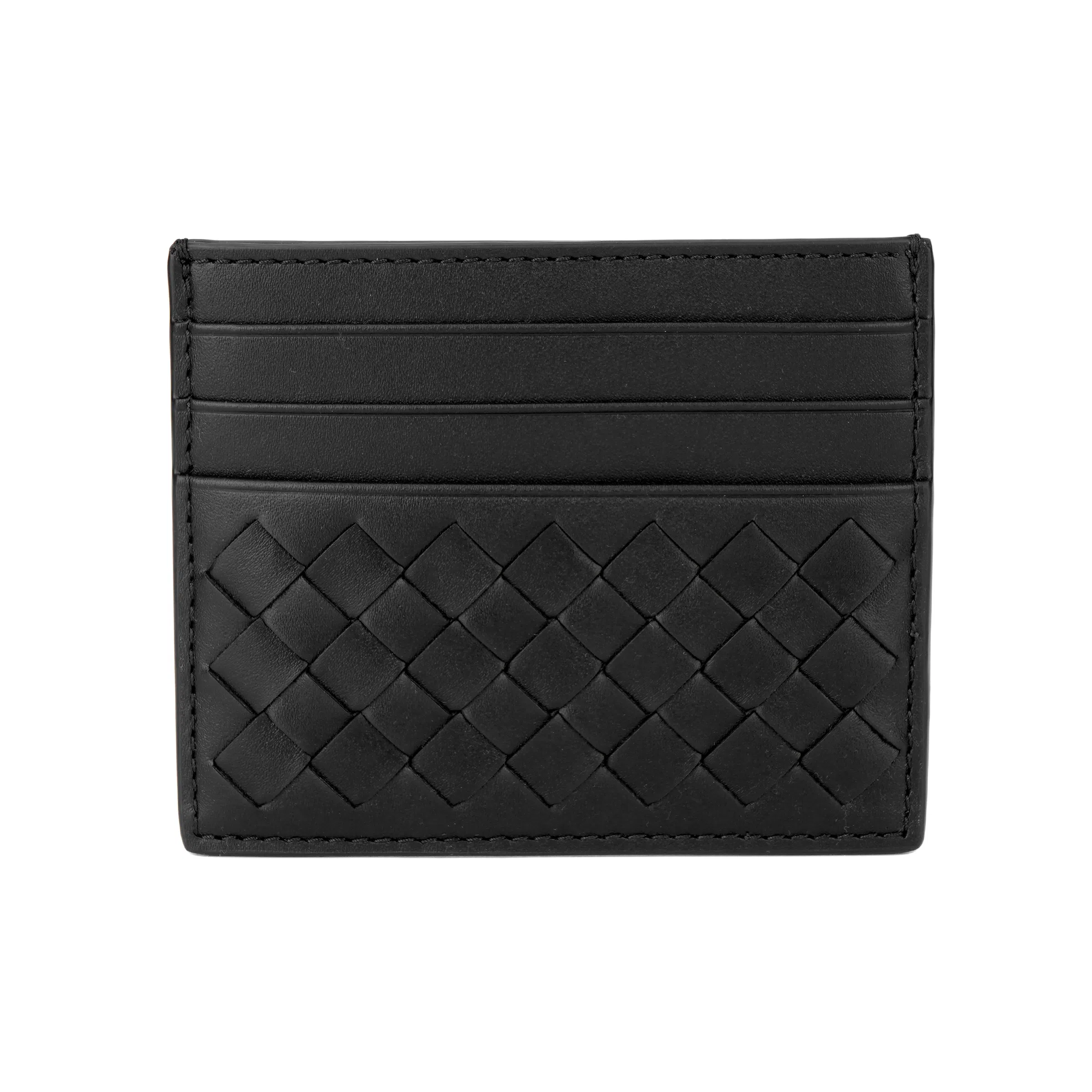 Bottega Veneta Intrecciato Leather Card Holder Black