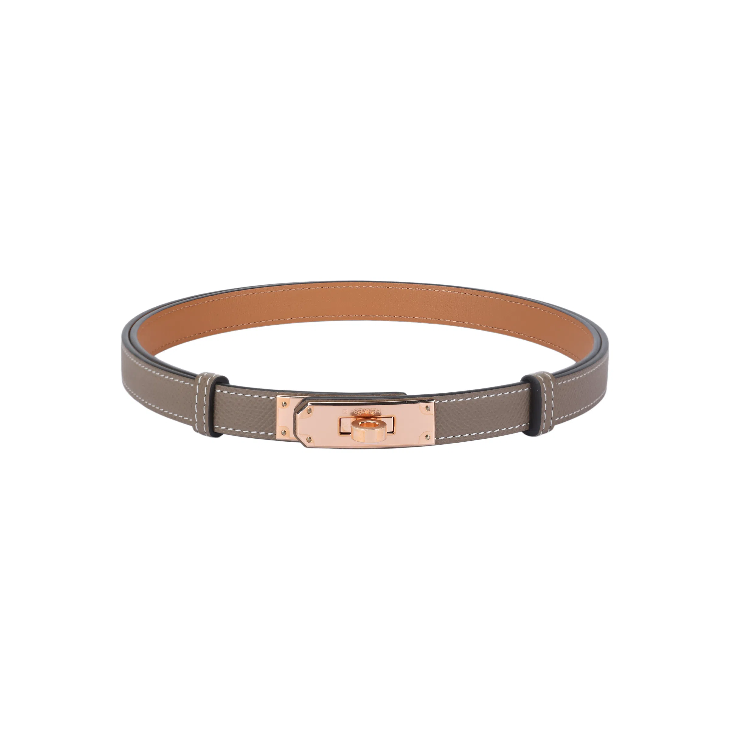 Hermes Kelly Belt Epsom Elephant Grey Rose Gold