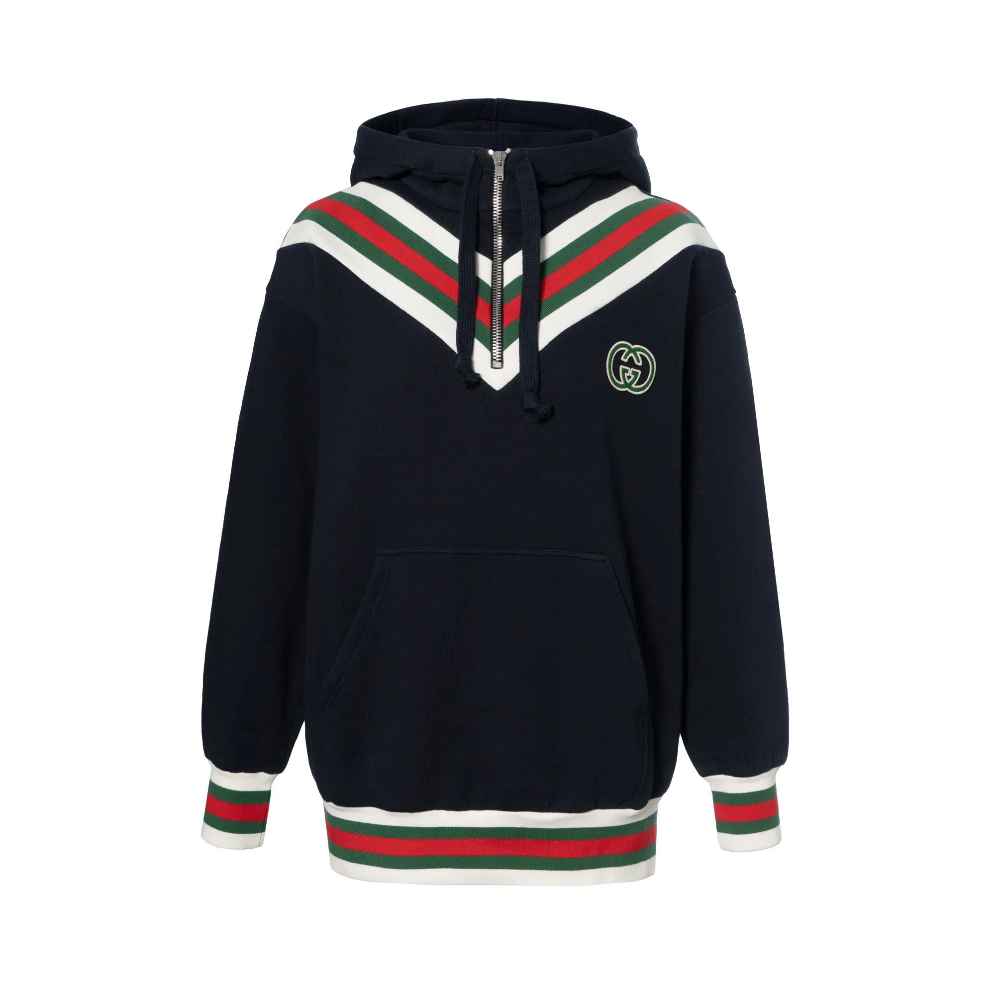Gucci SS23 Striped Logo Hoodie Navy