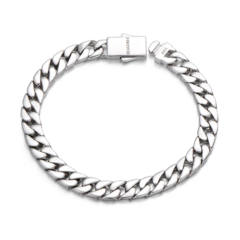 IDEAGEMER Cuban Bracelet 925 Silver
