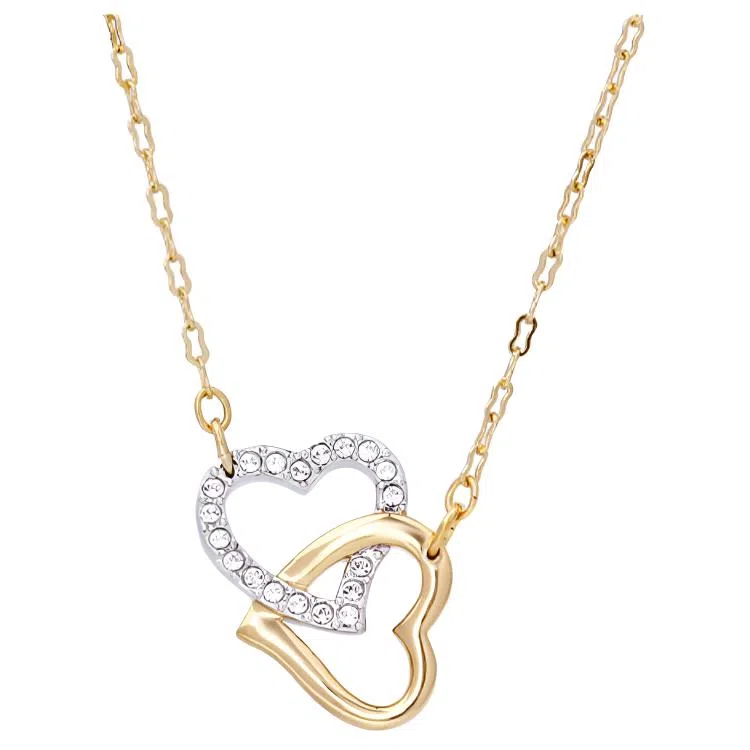 Swarovski Double Heart Necklace Gold