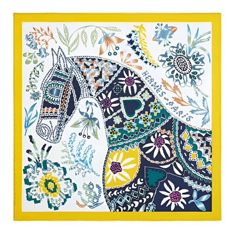 HERMES 45 Jaune VifBlancMulticolore