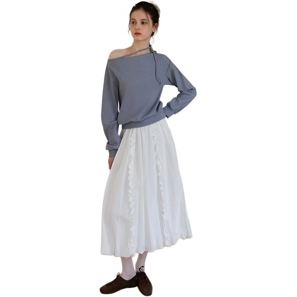 哒头下雨不愁 纯色适中宽松高腰休闲长裙 女款