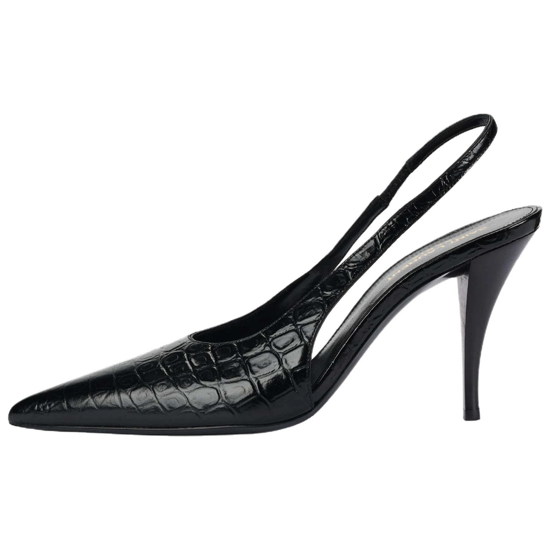 Saint Laurent Viper Croc Patent Heel Black