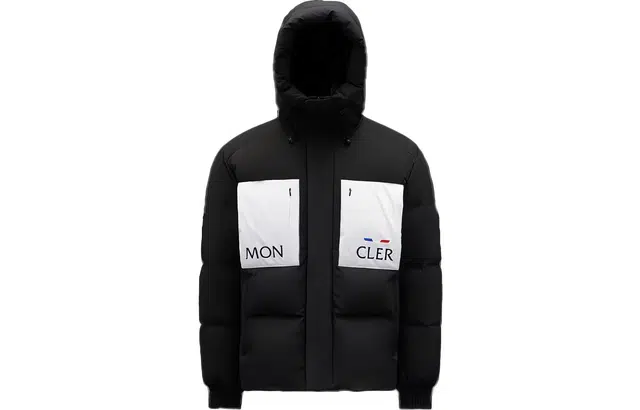 Moncler FW21 Logo Block Hoodie Down Jacket Black