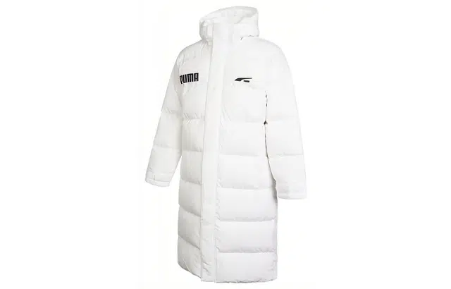 PUMA Logo Print Down Jacket White