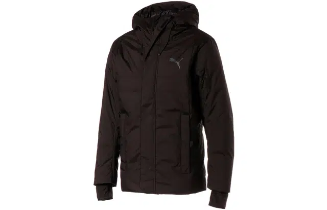 PUMA Logo Zip Hoodie Down Jacket Black