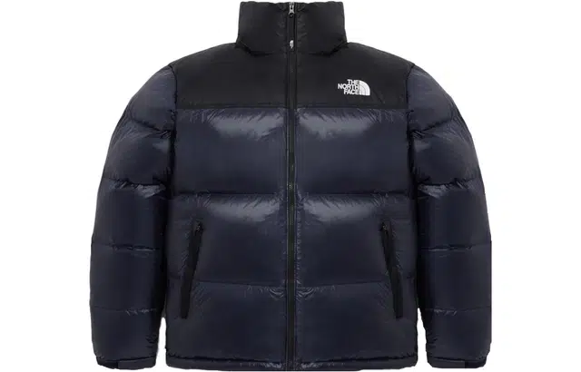 The North Face Logo Print Down Jacket Navy